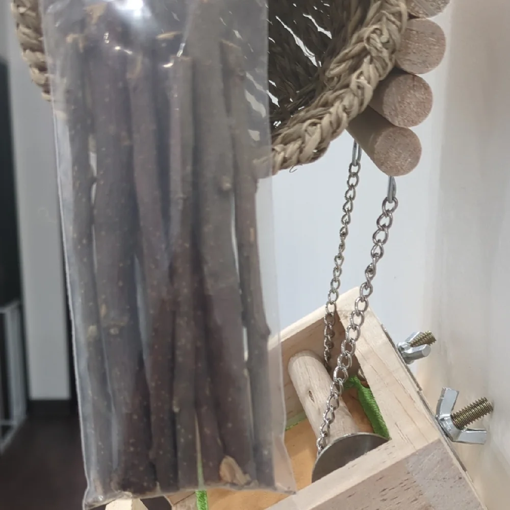 Natural Wood and Rope Bird Toy